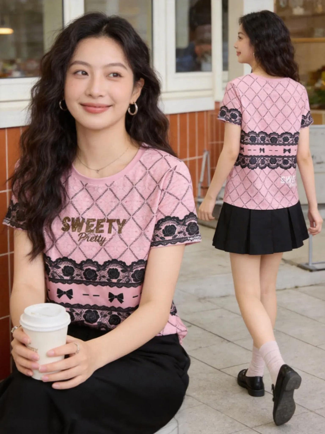 Why the Pink Lace SWEETY T-Shirt Is Your New Go-To Casual Top