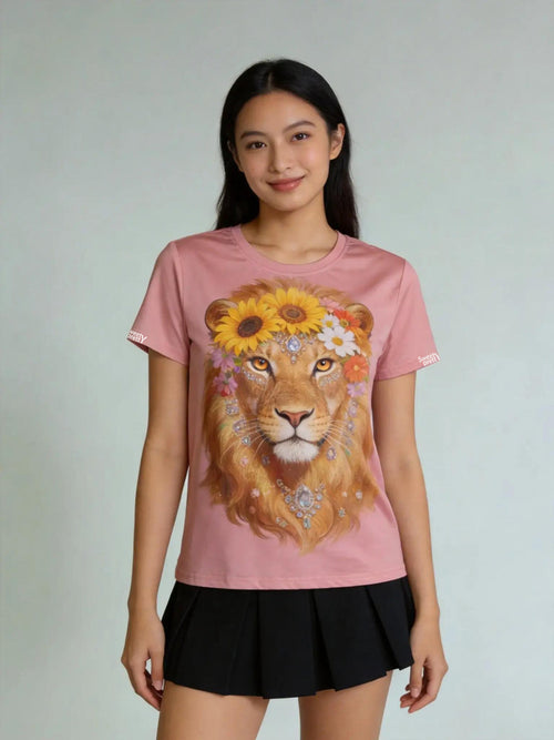 ピンクライオン T シャツ | Women's Pink Lion Tee, Boho Maxi Skirt Outfit, Festival Style Singapore | フェスティバルコーデ