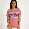 ロリータリボンレース T シャツ | Women's Pink Lolita Bow Lace Graphic T-Shirt, Sweet Pretty Casual Summer Top Singapore | 甘ロリ夏カジュアルトップス